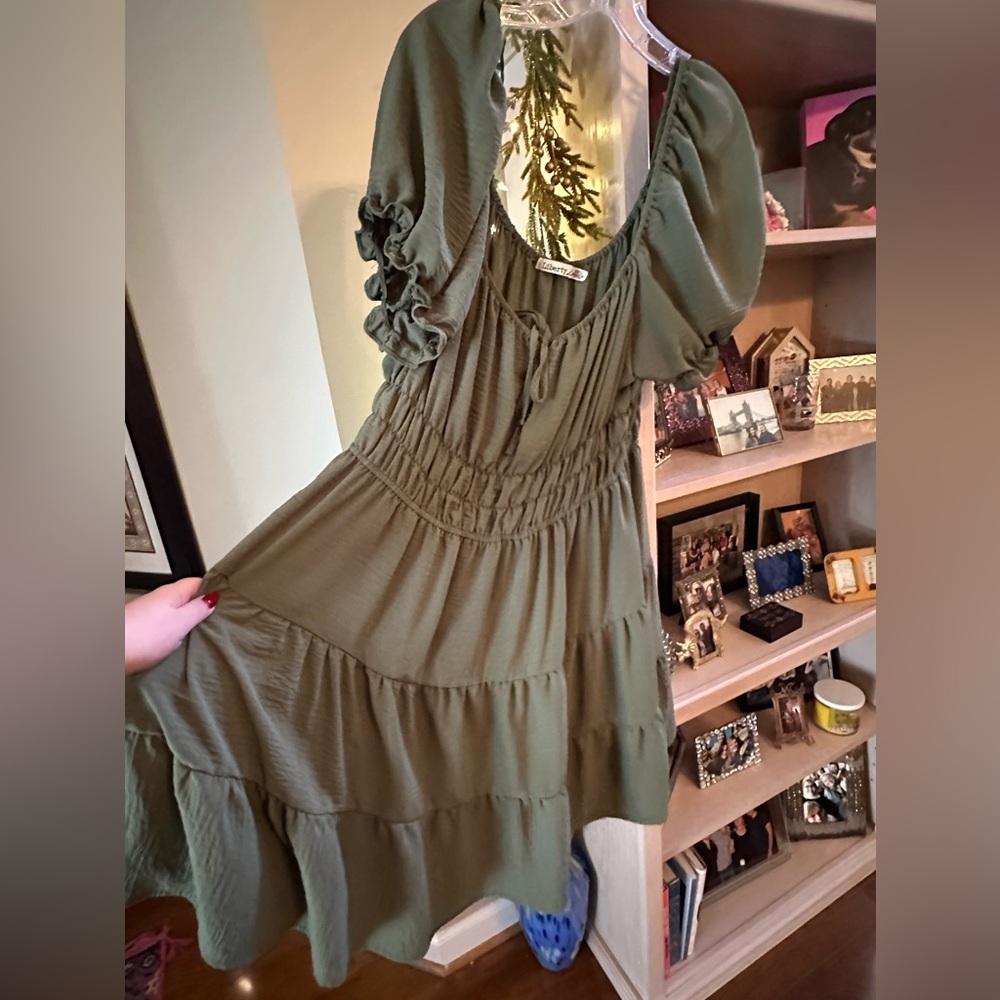 Green milk maid mini dress in 2X